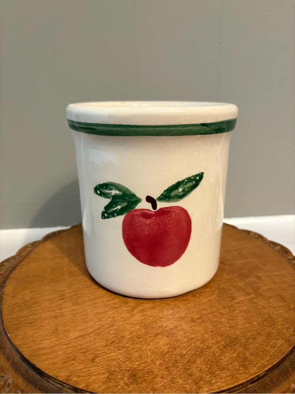Vintage Apple Crock Shop Utensil Holder
